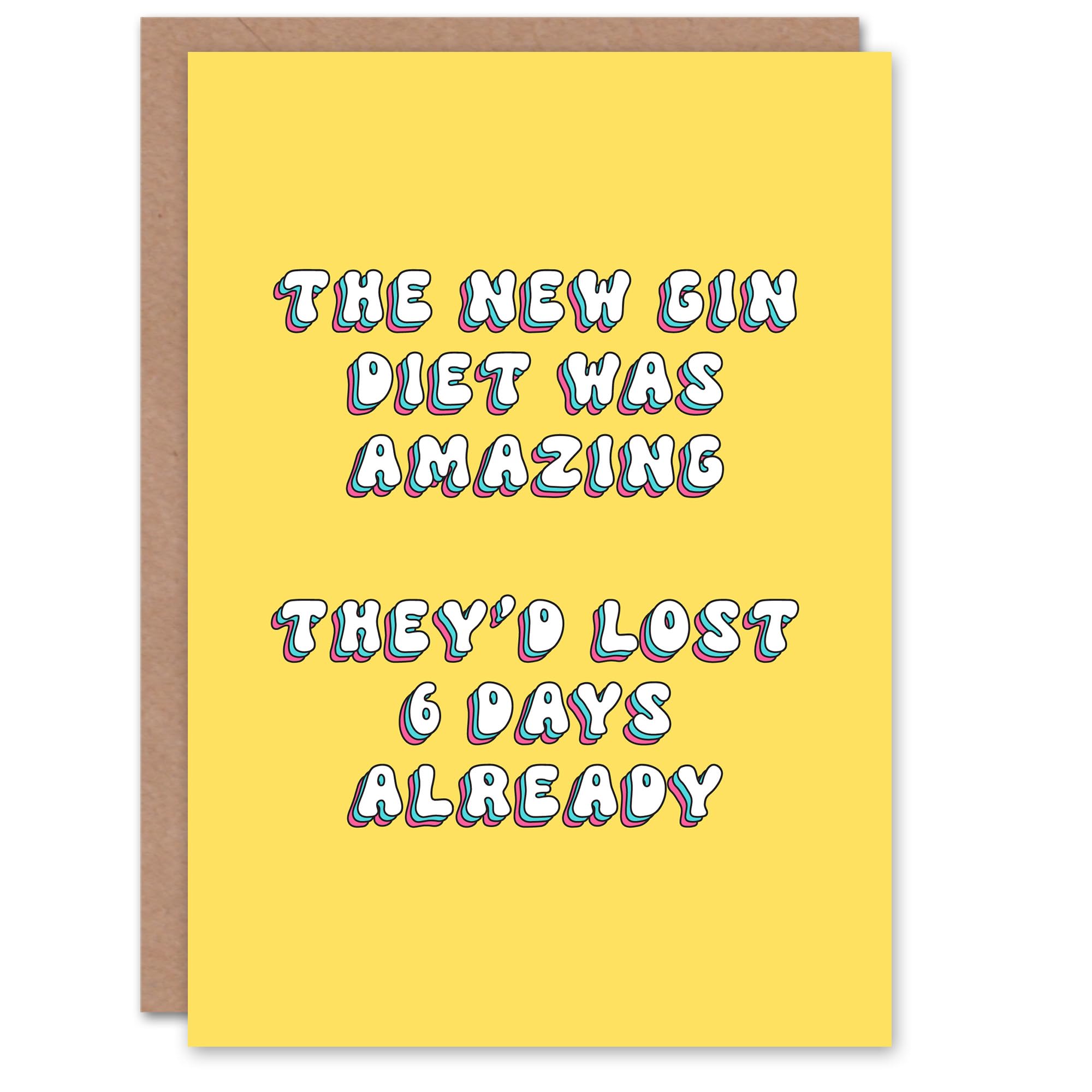 Artery8 Greeting Card New Gin Diet Lost Days Humour Funny For Her Woman Wife Gran Mum Sister Birthday Card