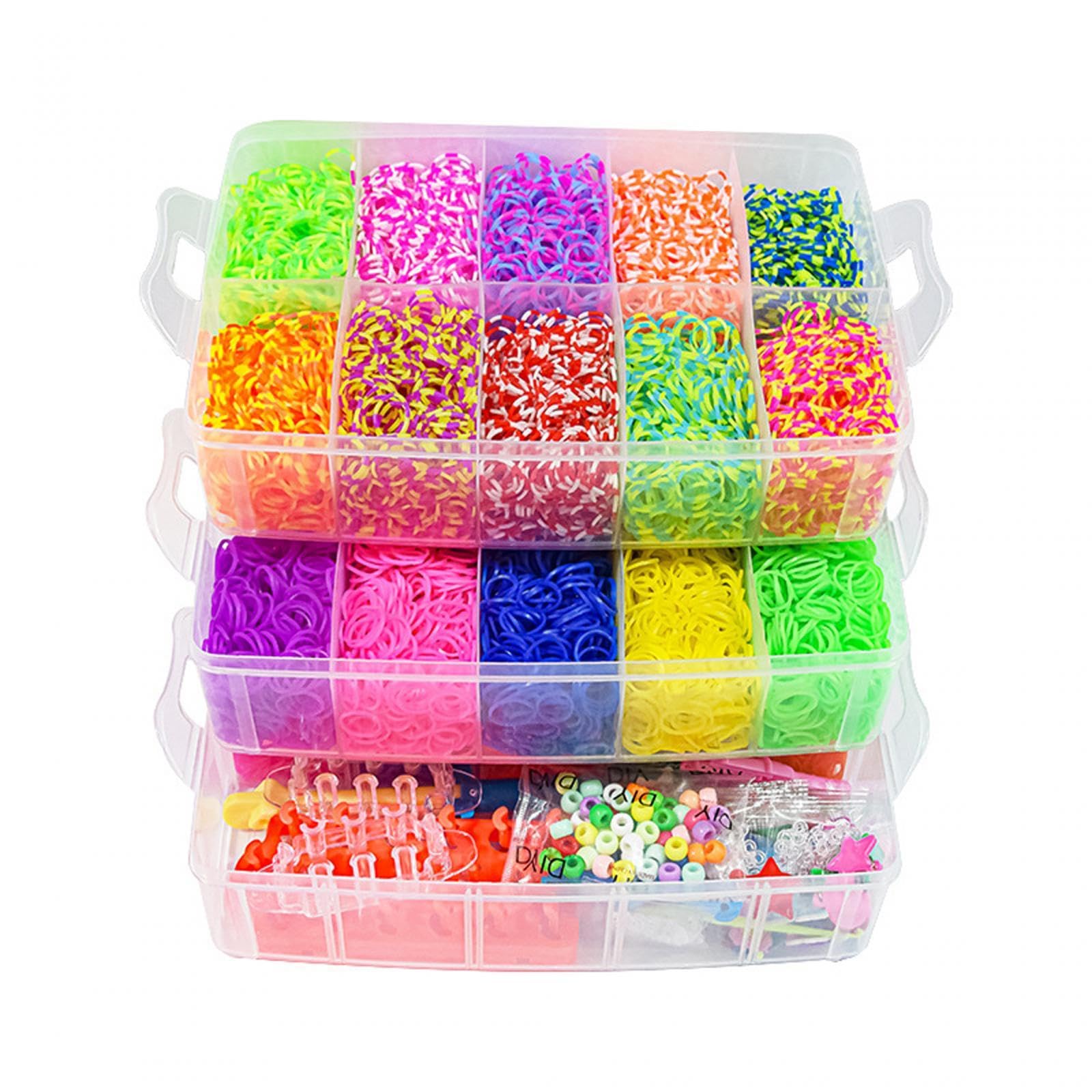 Gummibänder Armband Set mit Perlen Und Anhängern für DIY Looms Bastelsets mit Anleitung Und Haken für Kindergeburtstag Kreatives Basteln zu Hause, l