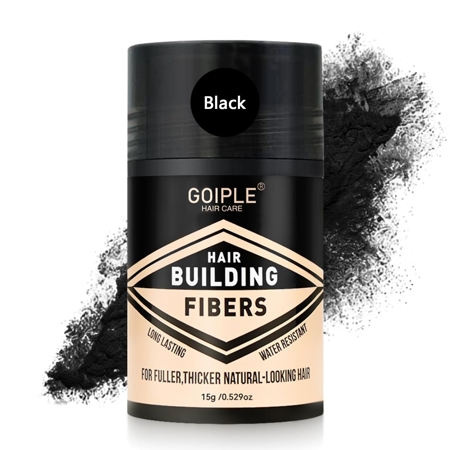Hair Fibers for for Women & Men All-Natural Hair Building Fibers Spray with Spray Applicator | Fill In Fine or Thinning Hair Instantly Volume Powder Bald Spot Cover Up 3-in-1 Styling Set (Black 15g)
