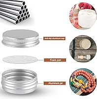 Vista 3 de Paquete de 234 latas redondas con tapa de rosca de 1/2 OZ de aluminio, para barras de loción casera DIY, ungüentos y velas, bálsamos, especias