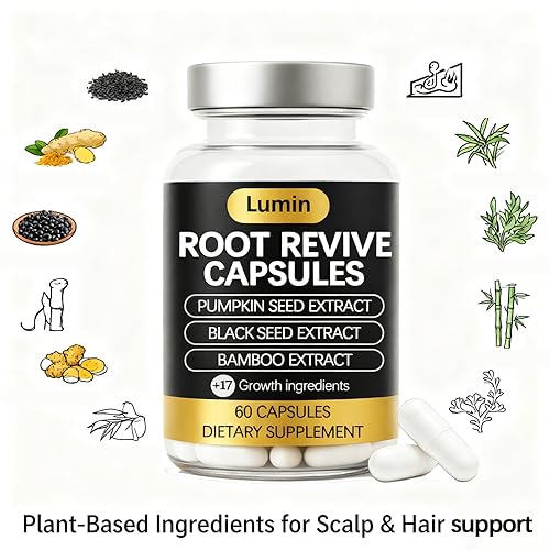 Miniatura 6 de Cápsulas Lumin Root Revive  Suplemento de apoyo capilar para cabello fino, cuero cabelludo saludable y grosor  Con biotina, semilla negra, bambú,