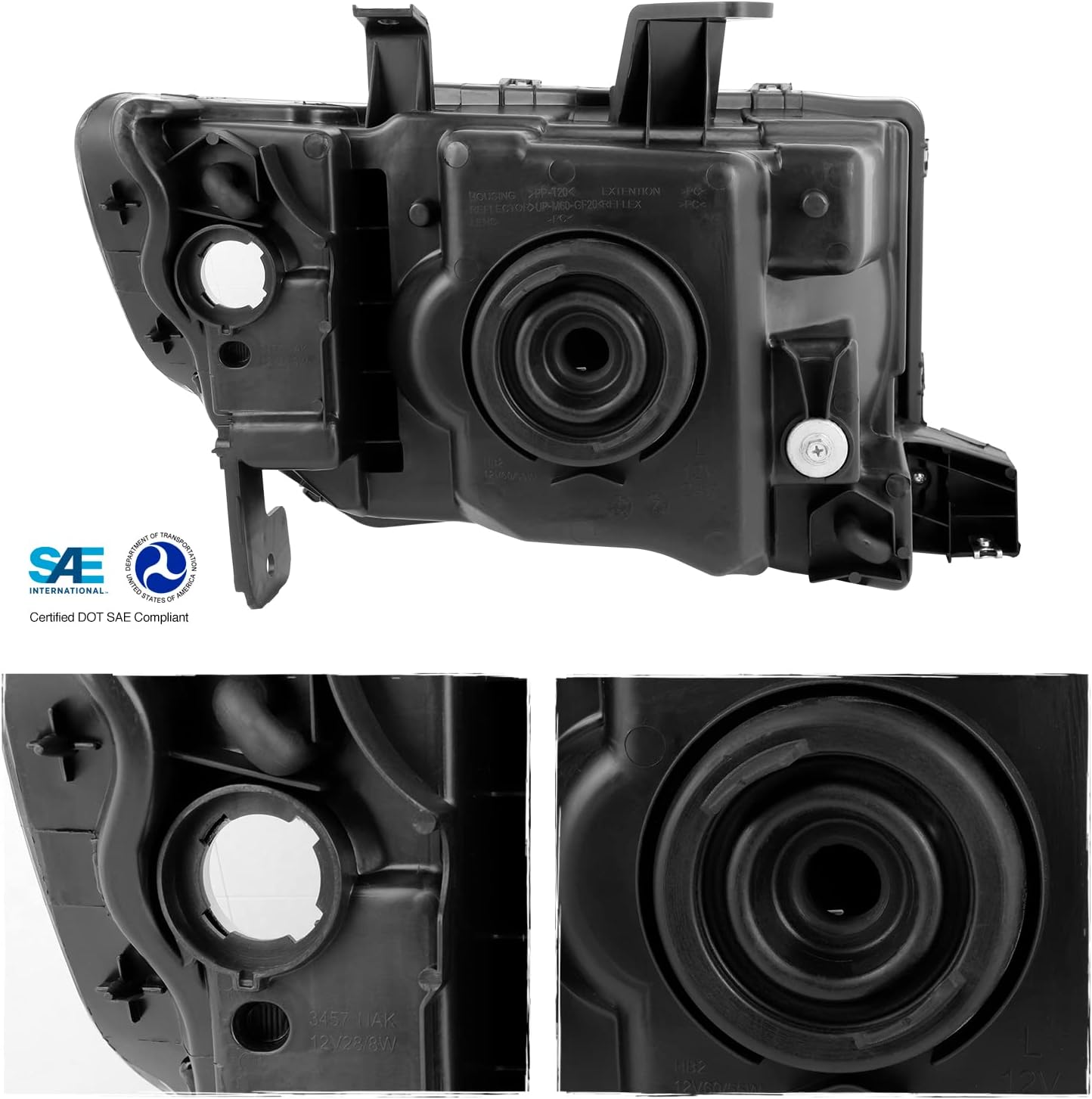 AKKON - For Honda Ridgeline Pickup Black Headlights Head Lamps Replacement Pair + Dark Red Tail Lights Combo