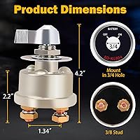 Vista 5 de Interruptor maestro de desconexión de batería de 12-48V, interruptor de corte de energía de batería de alta corriente de 200A con placa frontal