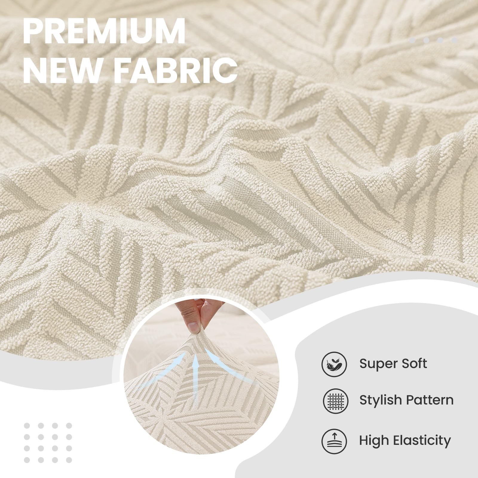 Ystyle Coprisedie con Schienale 4 Pezzi, Coprisedie Elasticizzato, Copri Sedie Soggiorno Cucina, Universali Fodera Sedia Antigraffio Gatto, Moderno Antimacchia Copertura Sedia, Beige