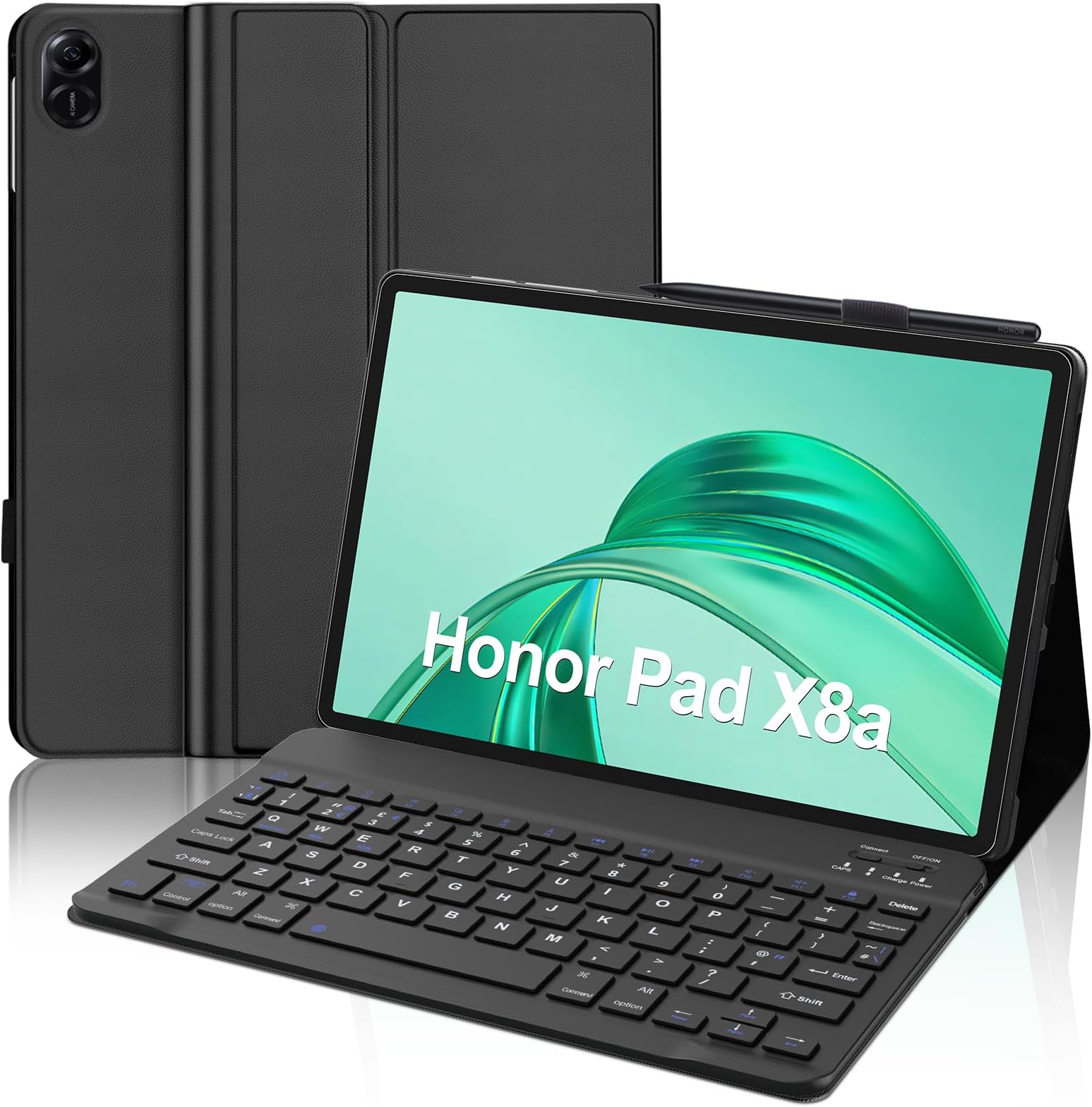 JADEMALL Keyboard Case for Honor Pad X8a, Wireless Magnetic Detachable Bluetooth Keyboard(QWERTY Layout), Premium PU Leather Cover for Honor Pad X8a 11-inch 2024 Tablet, Black