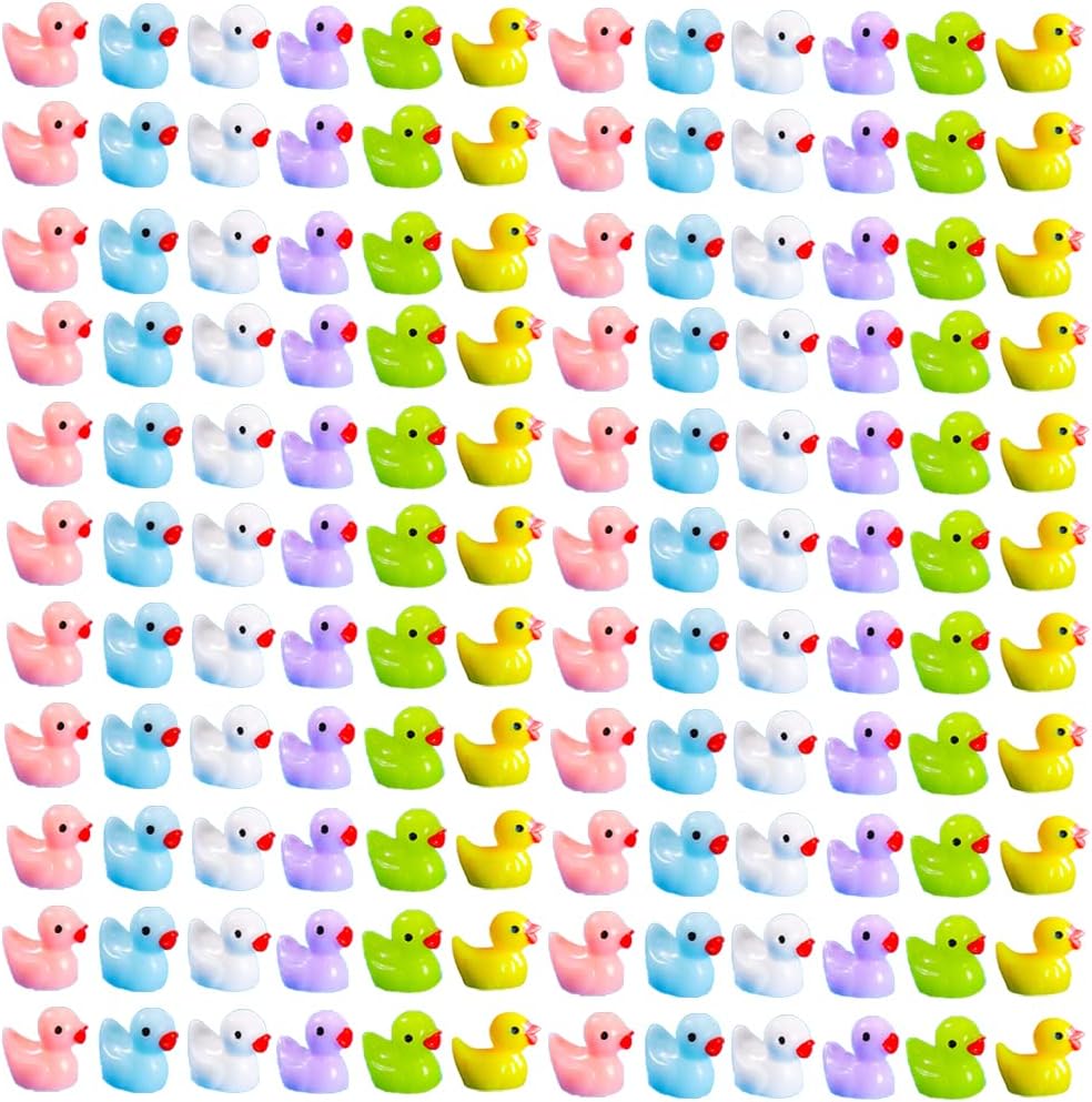 Neec 110 Pcs Mini Resin Duck，Miniature Figures Fairy Garden Ducks Tiny Ducks for Home Prank Game Dollhouse Ornament Handmade School Project Accessories