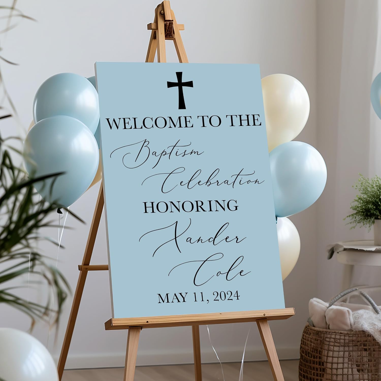 Personalized Baptism Sign Decal, Catholic Christening Decor, Custom Religious Ceremony Welcome Sign Vinyl Lettering, Baby Baptism Decoration, Choose Size Color, Decal Only