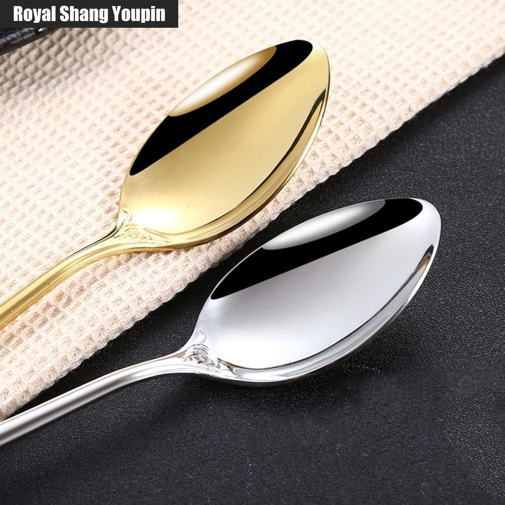 Retro Scava Fuori Maniglia in Rilievo Cucina in Acciaio Inox Posate Da Tavola Posate Set Di Posate Coltello Da Bistecca Forchetta Cucchiaio Cucchiaino (Oro,20 pezzi)