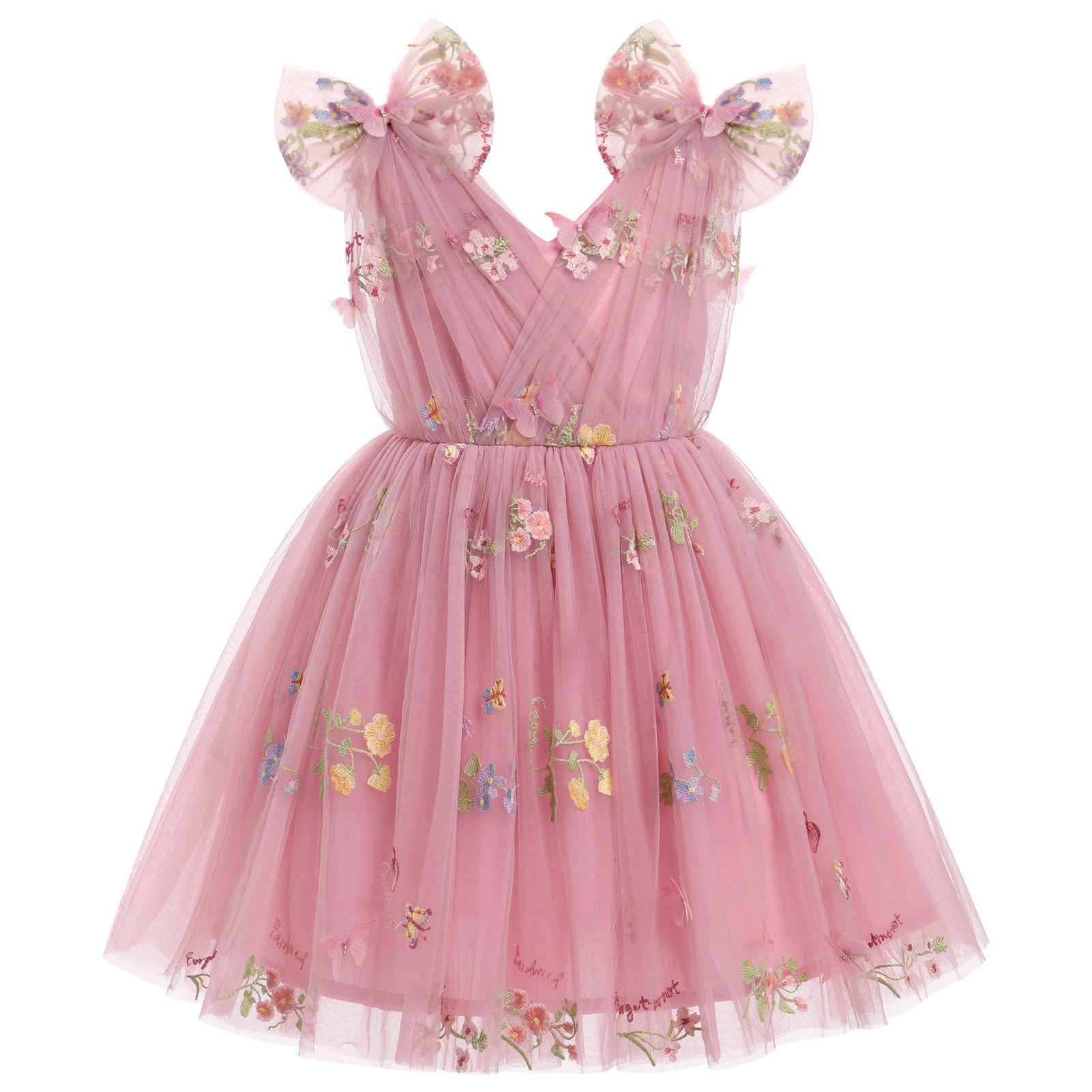 IMEKIS Vestido de mariposa para niñas pequeñas, lentejuelas brillantes, tul, boda, formal, cumpleaños, 2-10T
