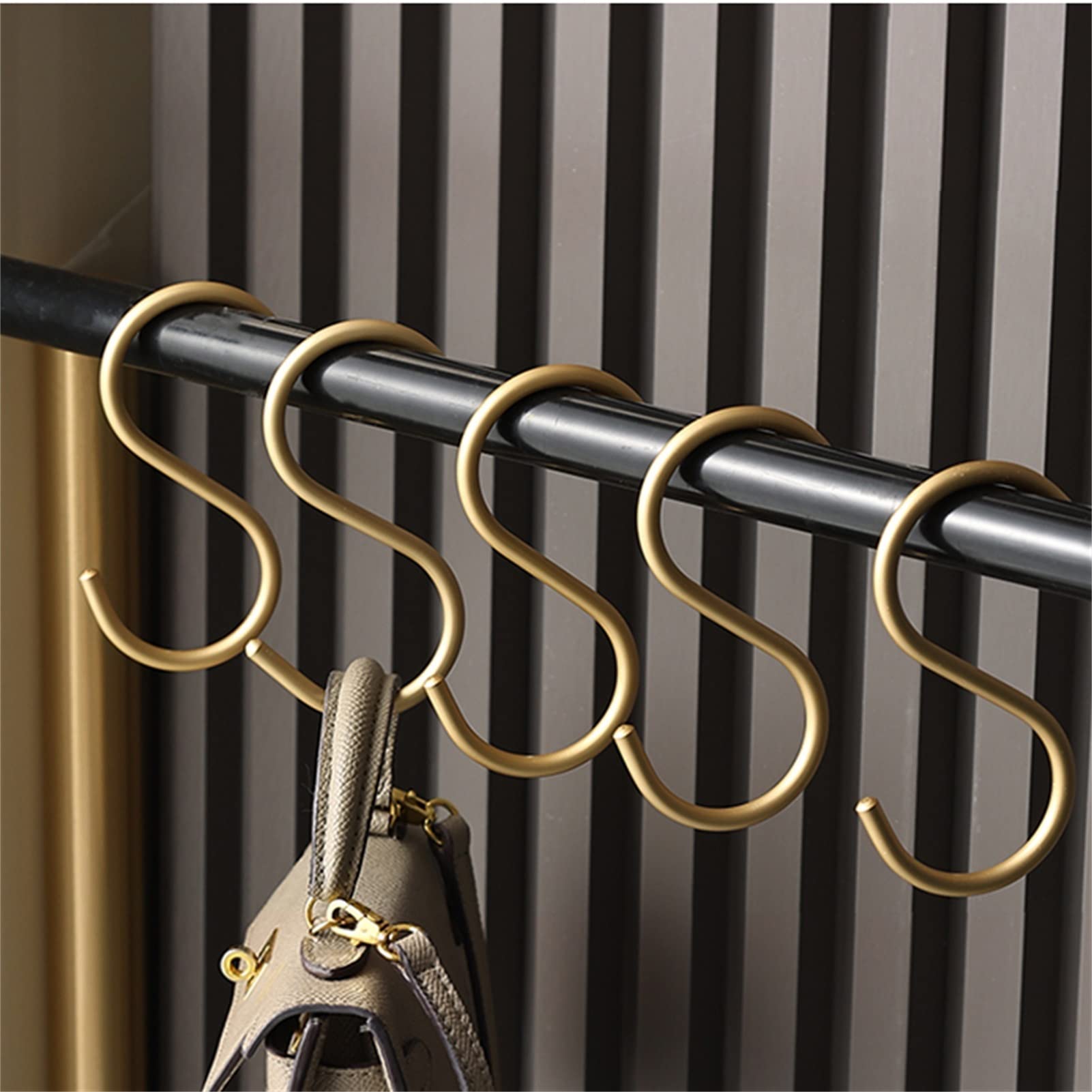 AnSafe Gancio A Forma di S, Lega di Alluminio Appendiabito Appendiabiti Impermeabile E Antiruggine Armadio Camera da Letto Bagno Veranda 10 Pezzi Color Oro