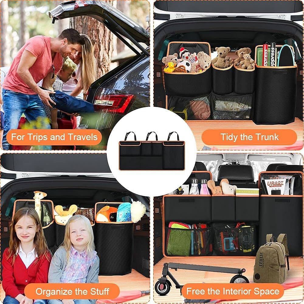 Oneyus Car Seat Organiser, Car Organiser Large Car Organiser Back Seat For Kids Multifunctional Waterproof Car Back Seat Organiser With Folding Table