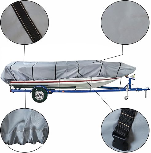 Miniatura 5 de munirater Cubierta de barco de 12 pies, impermeable, resistente al agua, de repuesto remolque, para Jon Boat gris