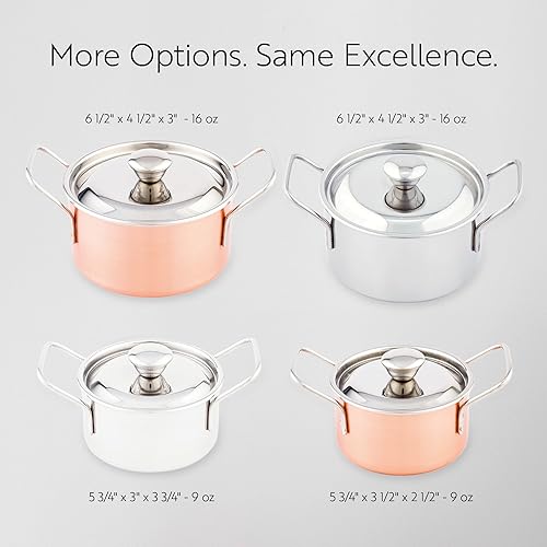 Miniatura 5 de Met Lux - Cacerola individual pequeña de acero inoxidable de 9 onzas, con tapa, 5 34 x 3 x 3 34 pulgadas, caja de 1 unidad