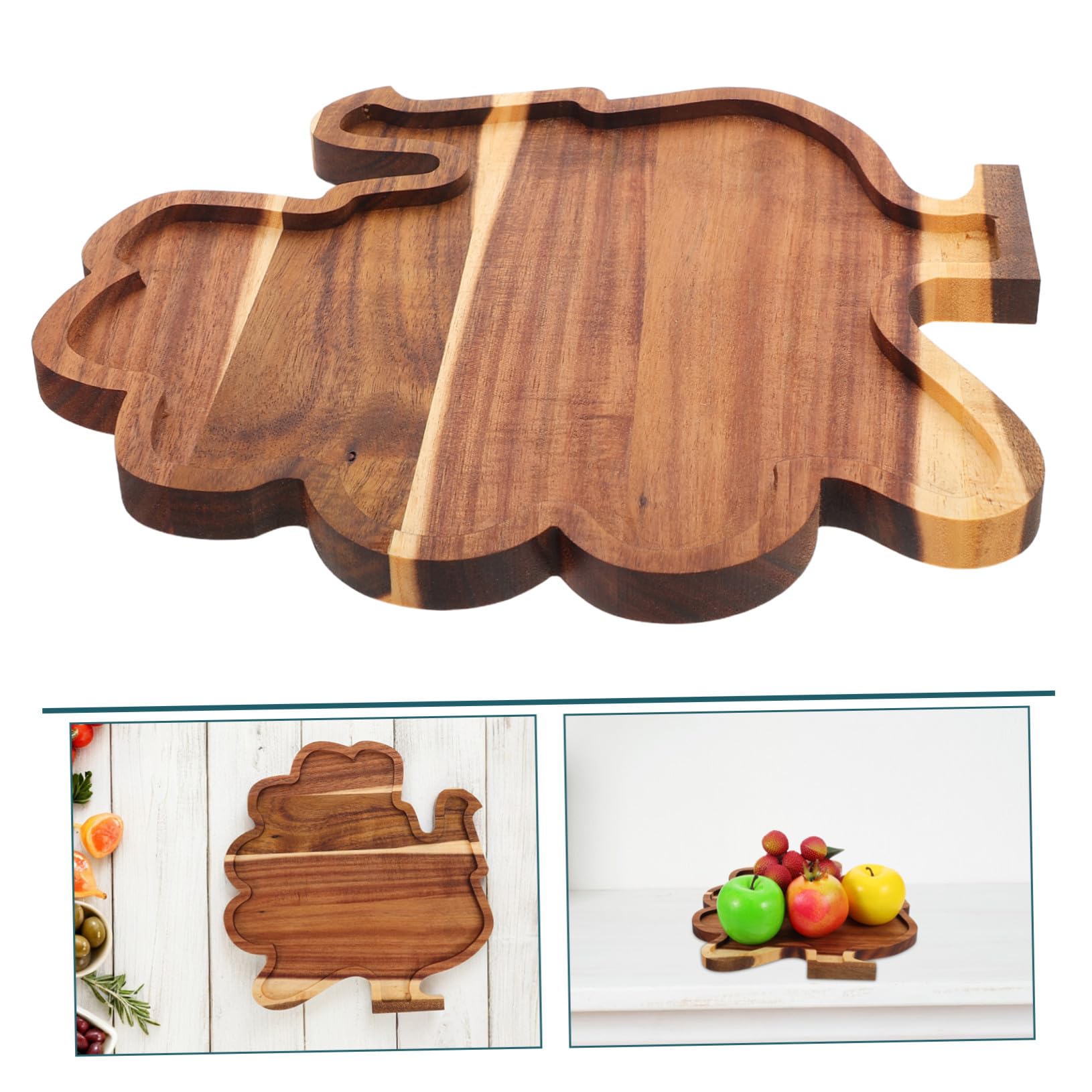 TOYANDONA Bandeja De Madera Maciza para Pavo Bandeja para Servir Postres Quesos De Madera para Cena De Acción De Gracias y Fiestas Navideñas
