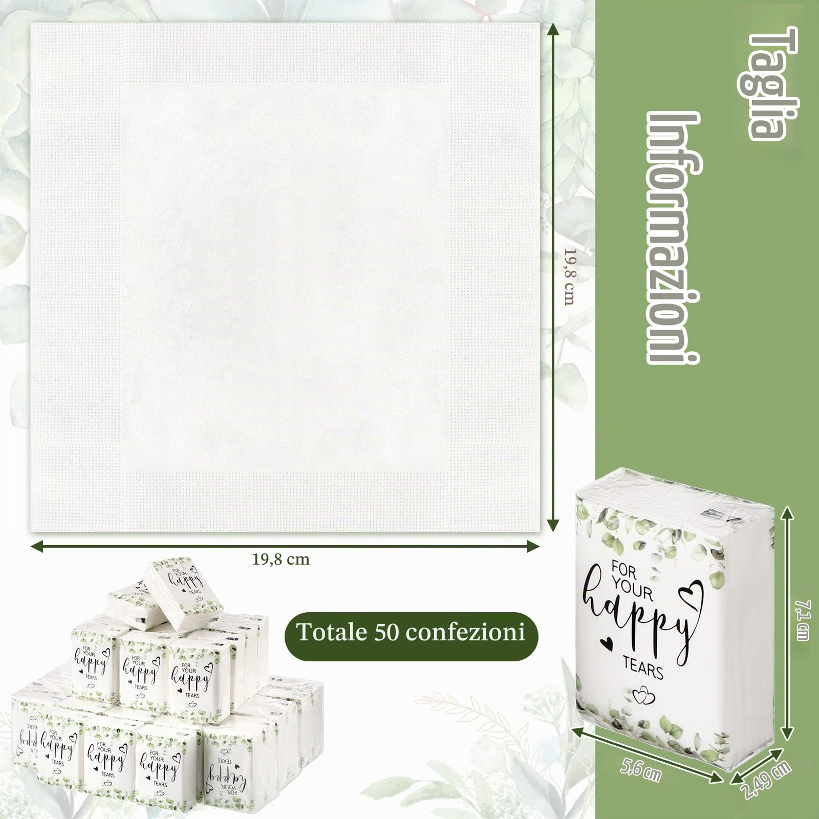 Sinmoe Fazzoletti per il viso per matrimoni, sacchetti di benvenuto, tascabili, dimensioni da viaggio, bomboniere per ospiti, 3 veli, lacrime felici, confezioni di fazzoletti per feste di nozze,