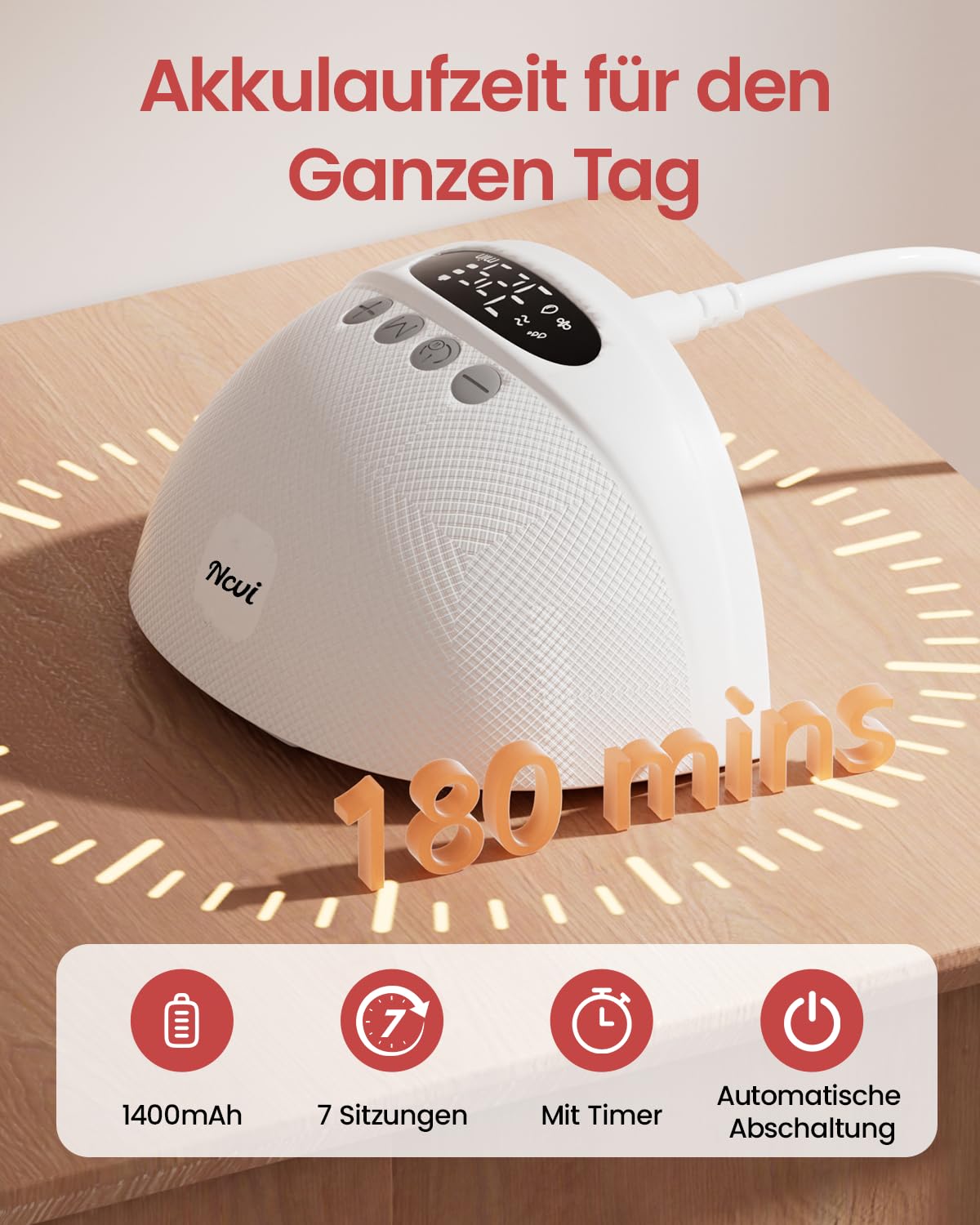 NCVI Milchpumpe Elektrisch Freihändig für Stillende Mütter, Tragbare Elektrische Milchpumpe mit 4 Modi 9 Stufen, Superleise, 19/21/24 mm Flansch, 10 Beutel, 150 Min Laufzeit (2 Stück, Weiß)