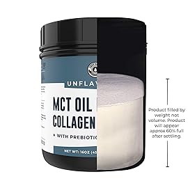 MCT Oil Powder with Acacia Fiber & Collagen Peptides - Prebiotic Collagen Protein, 10g MCTs from Coconuts, Sugar Free Keto Coffee Creamer - Grass Fed, Unflavored, Non-GMO, Gluten Free, 16 oz