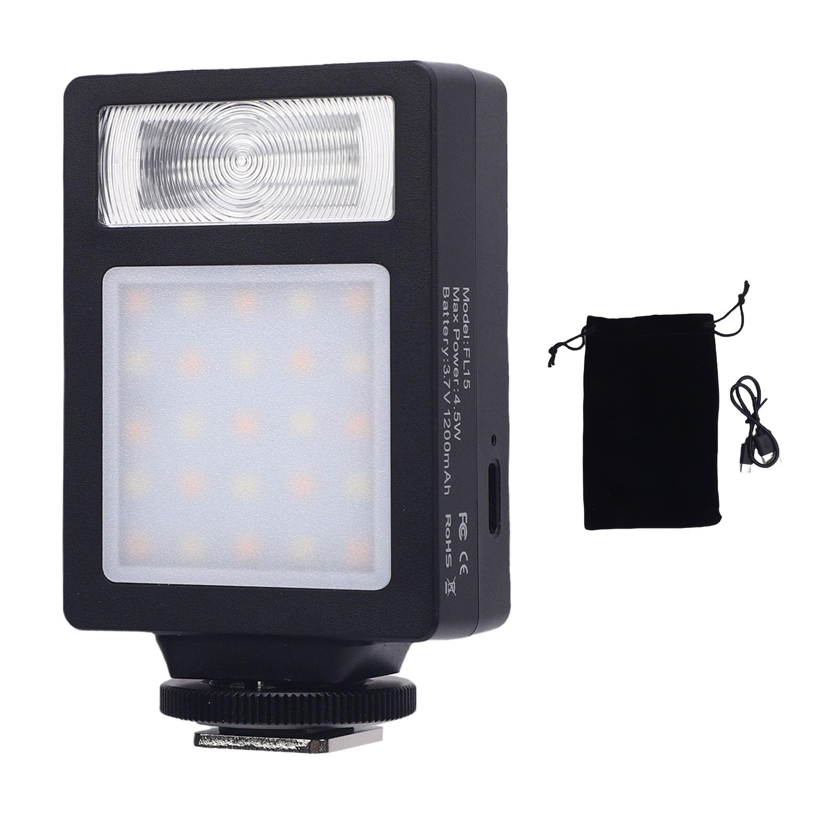 Luce Video a LED, Luce della Fotocamera Portatile, Illuminazione Fotografica CRI95 + 2500-9000K con Supporto per Scarpe Calde per Selfie, Streaming Dal Vivo, Ricaricabile da 1200 MAh