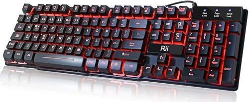Rii RK100 teclado con retroiluminación LED de 3 colores, con sensación mecánica, con USB, para trabajar o jugar videojuegos