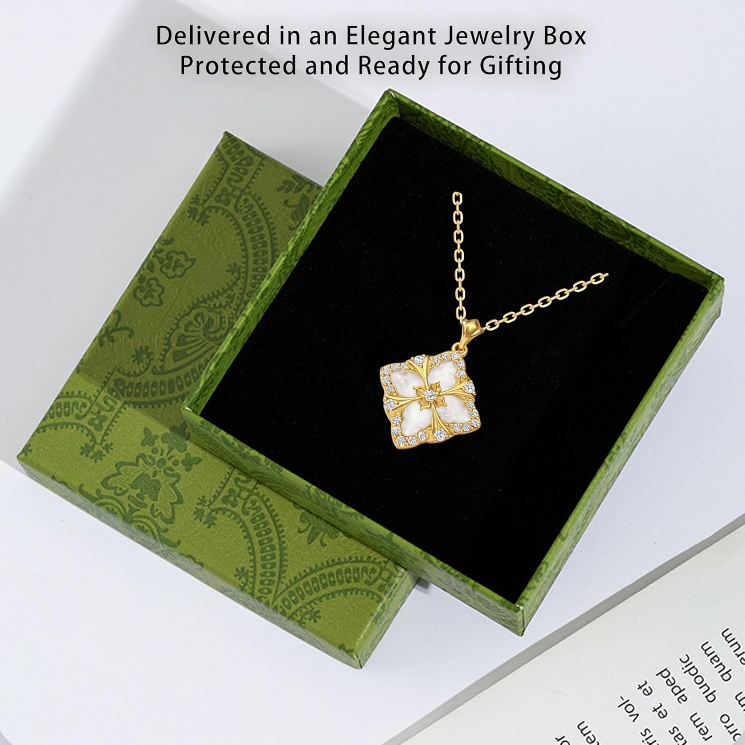 Clover Necklace for Women 925 Sterling Silver 14K Gold Plated Pendant Necklace Inlaid Mother of Pearl Lucky Clover Necklaces for Women Birthday Gifts - Image 6
