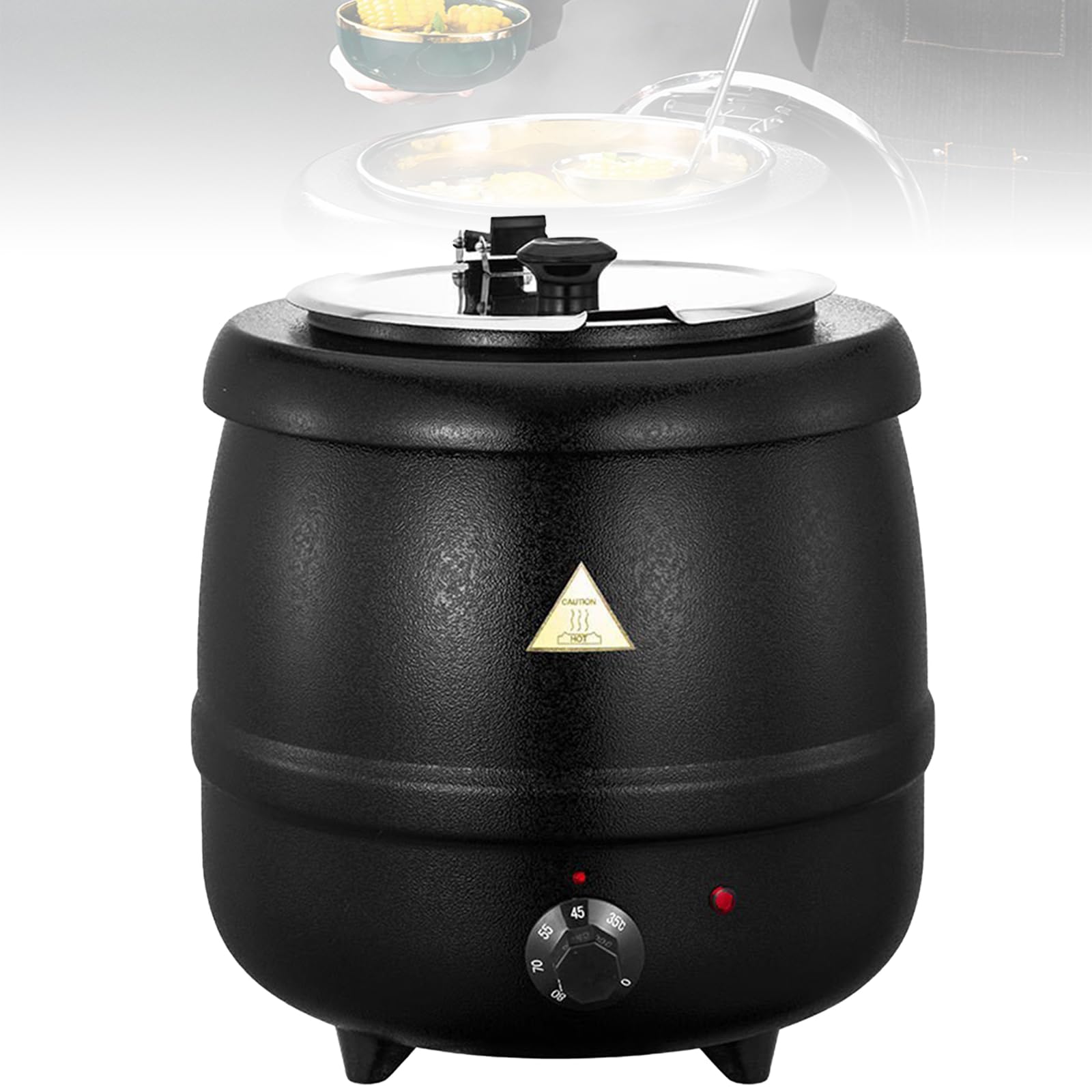 KJZQXYX 400w Electric Soup Warmer,Countertop Food/soup Kettle Warmer,10L Stainless Steel Food Kettle Warmer,For Buffet,Restaurant
