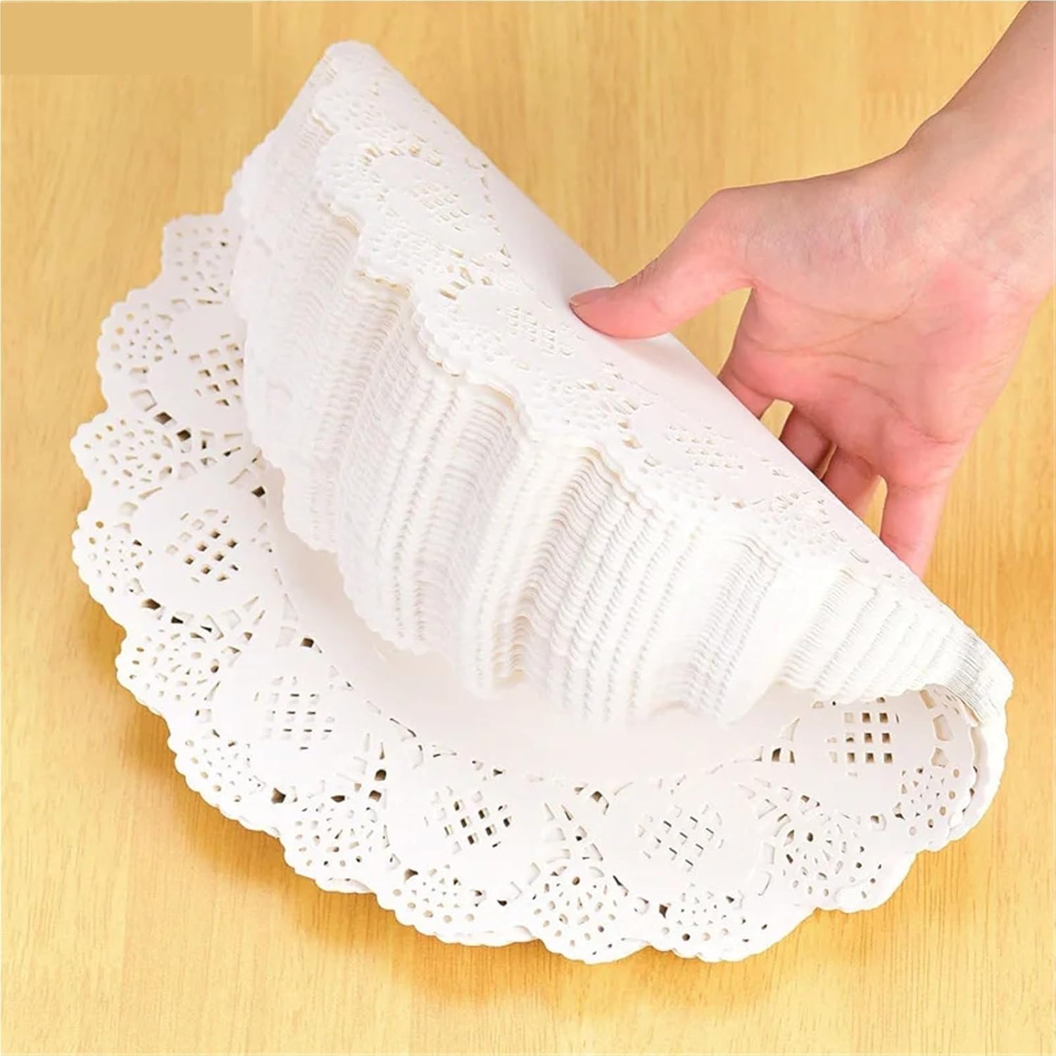 Paper Doilies 900Pcs Kitchen Fried Food Special Flower Bottom Paper Oil-absorbing Baking Cake Pizza Snack Round Household Lace Pad(Rectangle45 x 32cm)