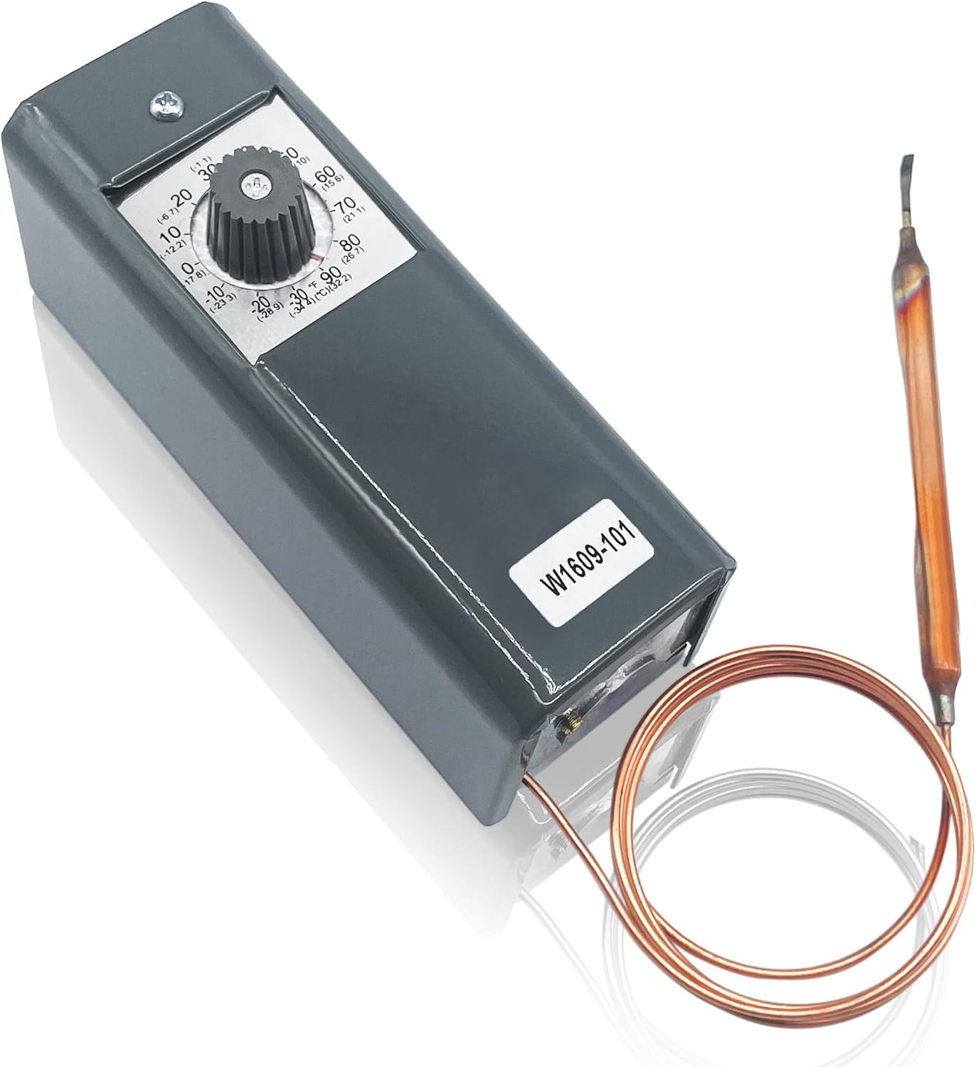 W1609-101 Thermostat Temperature Controller Refrigeration Remote Bulb TH-1609, from -30 Degrees F to 90 Degrees F, 5 Ft Capillary (-34 Degrees C to 32 Degrees C)