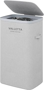 Valletta Paloma 60L Tek Yıkanabilir Bölmeli Katlanabilir Kumaş Kirli Çamaşır Sepeti Light Gray