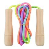 Jump Rope for Kids, Lorvain Adjustable Skipping Rope, Kids Jump Ropes with Wooden Handle for Girls Boys, Weighted Jumping Ropes for Fitness Workout Exercise Outdoor Fun Activity
