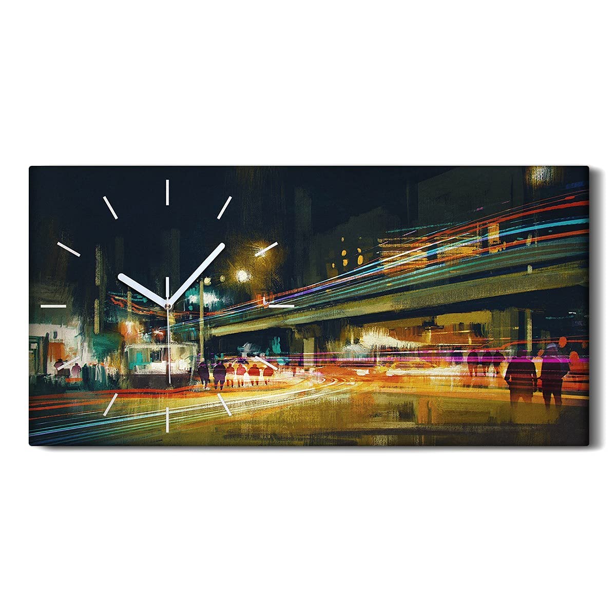 Horloge sur Toile de Qualité Supérieure Style Moderne Night City