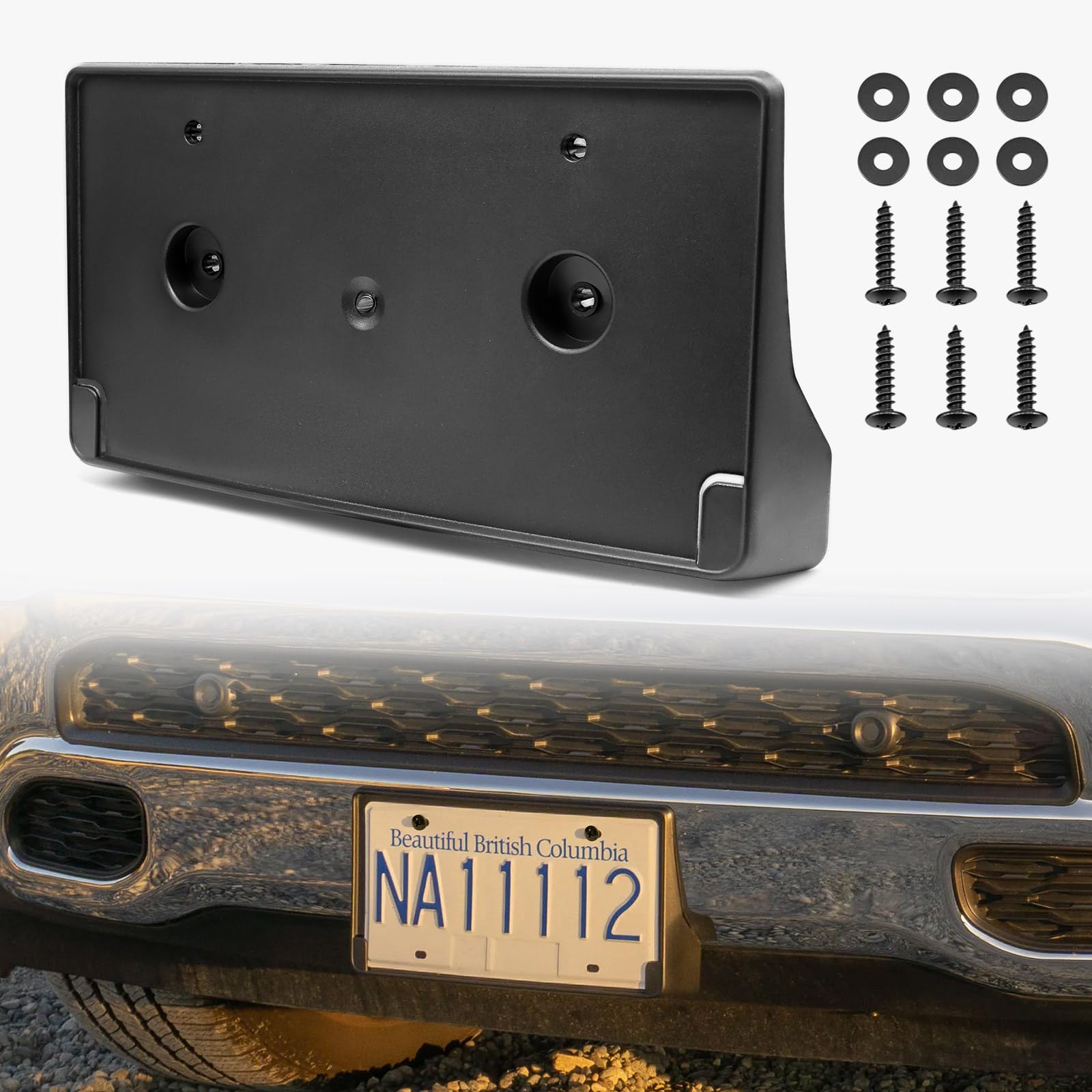 Front Bumper License Plate Frame Holder Bracket Mount for Dodge Ram 1500 2019 2020 2021 2022 2023 2024 Front License Plate Bracket Replacement