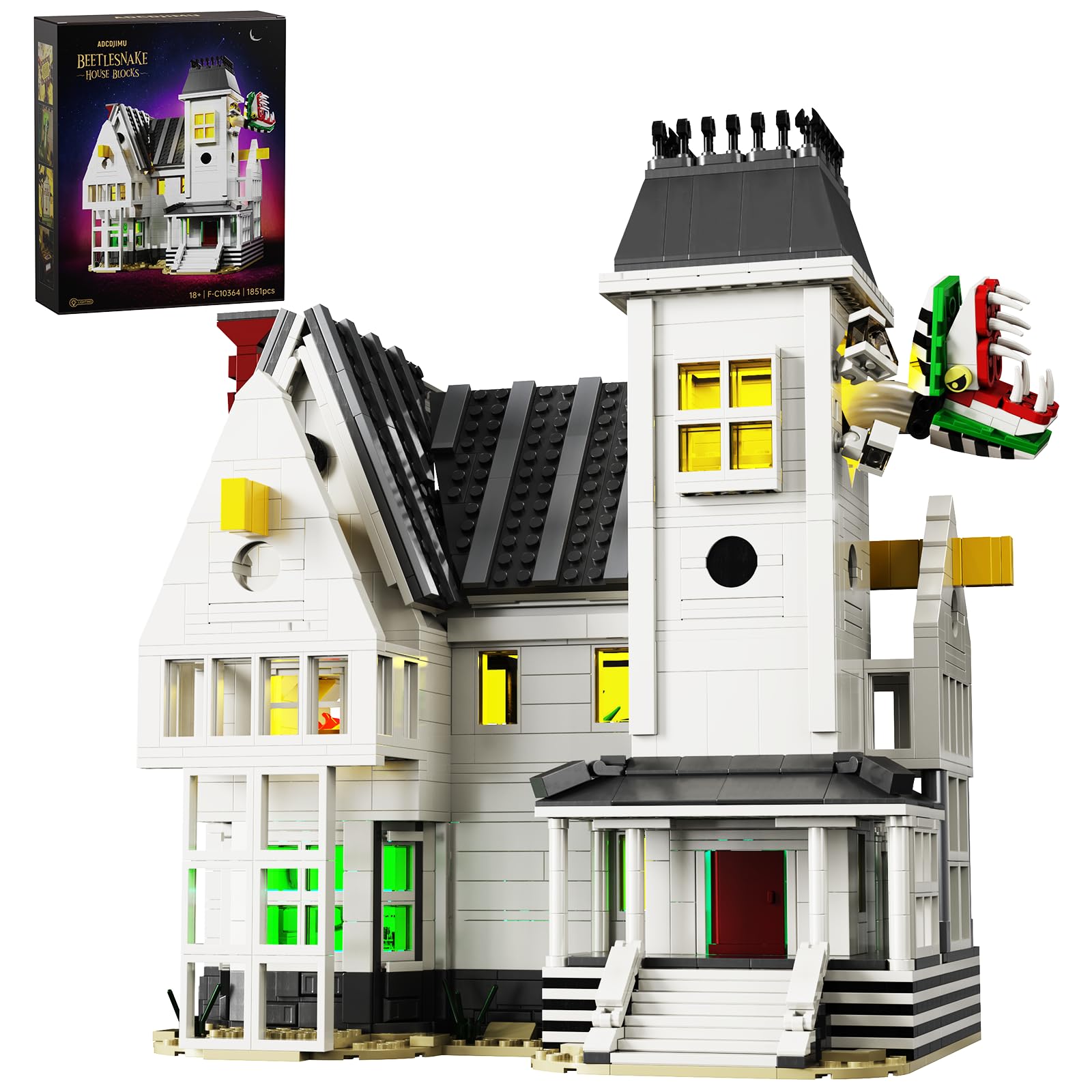 Beetle House - Juego de bloques de construcción de Halloween, Betelgeuse Sandworm, monstruo, película de terror, juguetes compatibles con Lego, decoración de cumpleaños, regalo coleccionable para
