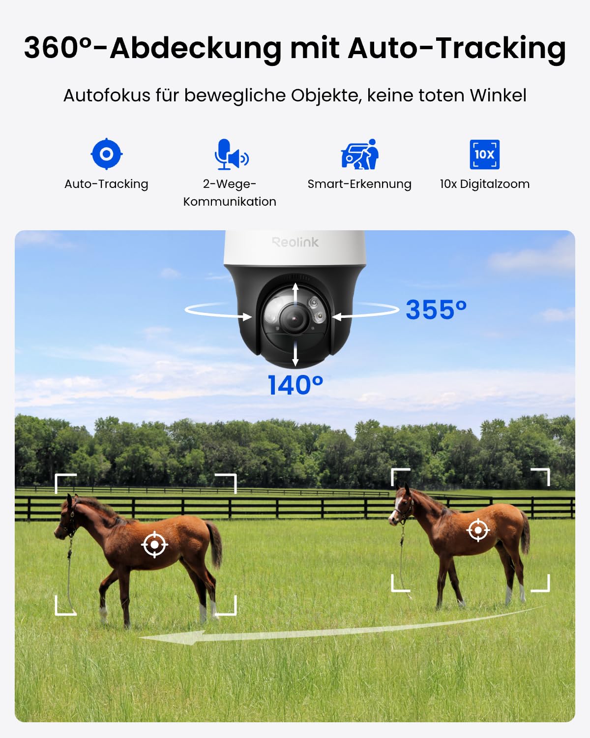Reolink 4G LTE Kamera Solar Outdoor, 2K 4MP, Farbige Nachtsicht | Automatische Verfolgung, 360° PT Überwachungskamera mit SIM Karte (unabnehmbar), KI Erkennung, bis zu 512 GB, Go PT S Lite