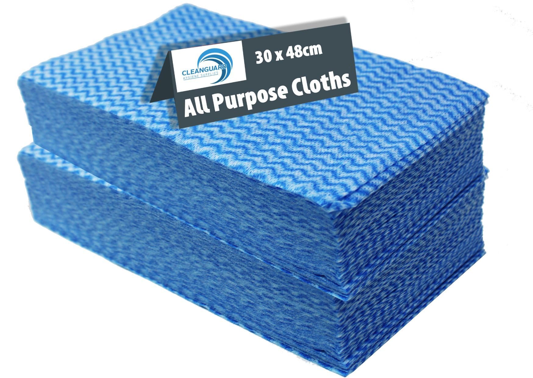 Sanisafe Disposable Cleaning Cloths - All Purpose, Strong & Absorbent Reusable Wipes - Kitchen, Household, Catering Surface Towels - Non Woven Multi Surface Use (Blue Wavyline (200 Pack))