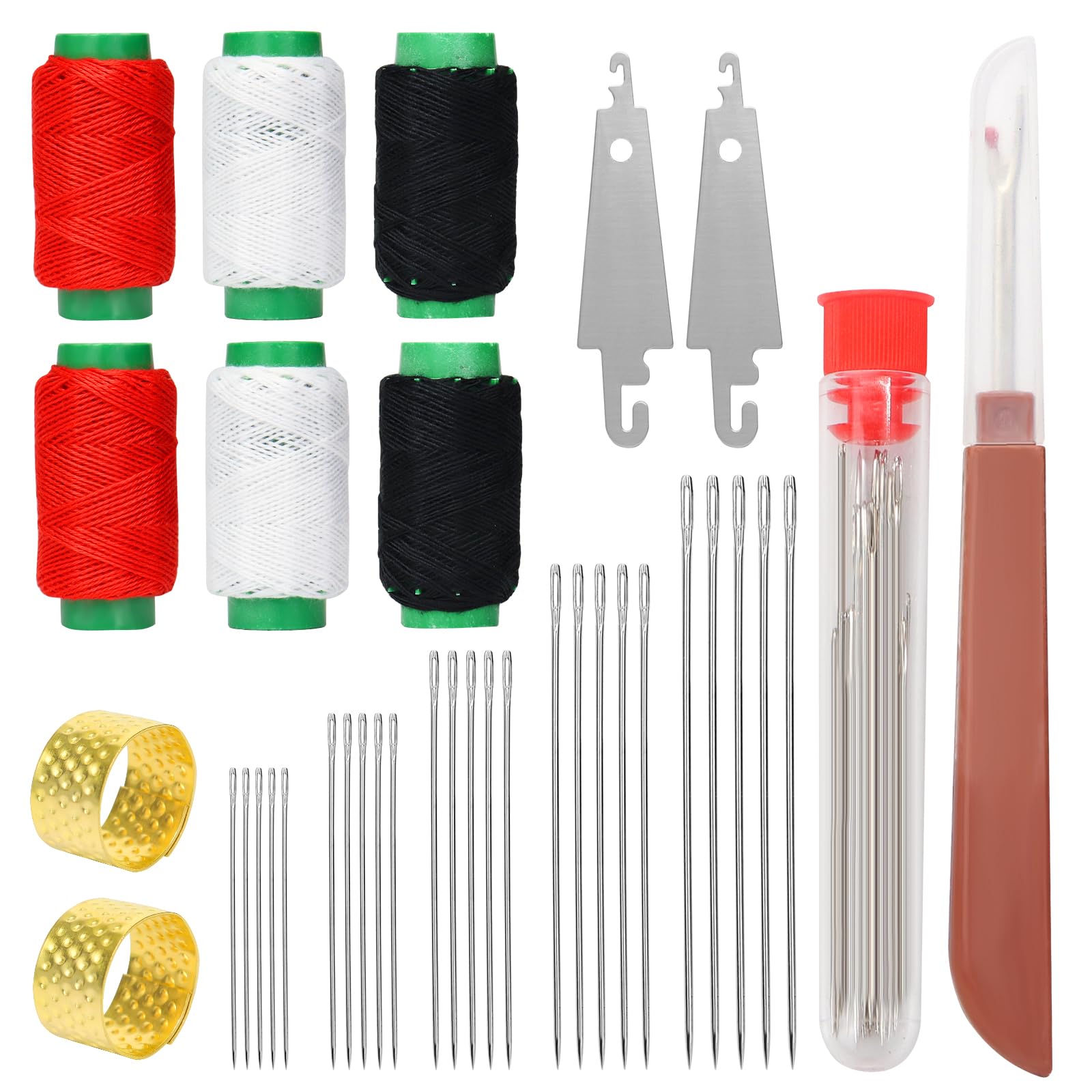 LEETAT 37-Piece Sewing Tool Set, Big Eye Steel Sewing Needle Kit, Stainless Steel Needles for Hand Sewing (35)