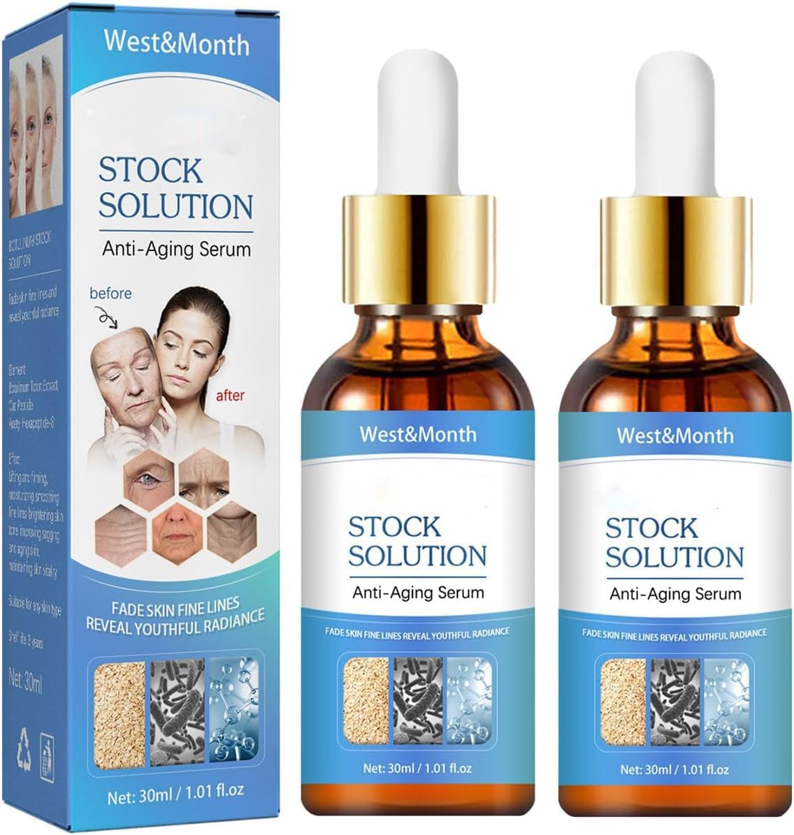 2PCS Stock Solution丨Face Serum UK丨Collagen Serum丨In A Bottle丨 Stock Anti Aging Serum for Face丨Reduce Wrinkles, Anti-aging, Boost Skin Collagen(2PCS)