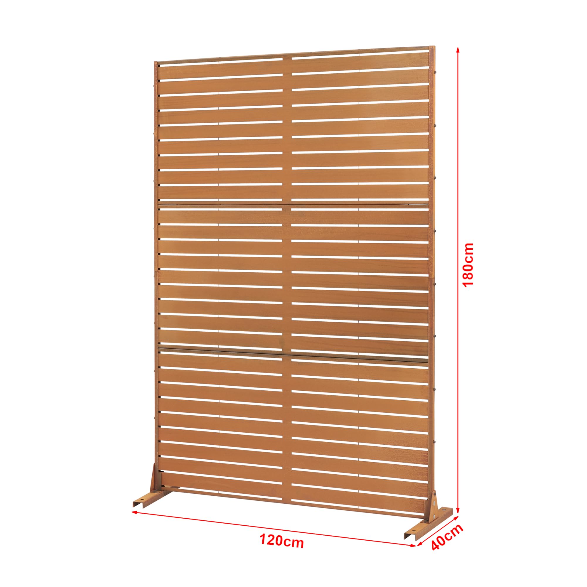 casa.pro Pannello Divisorio da Esterno in Acciaio Corten 180x120 cm Frangivista Decorativo con Doghe Orizzontali per Giardino Terrazzo Balcone Separé Moderno - Marrone Ossidato