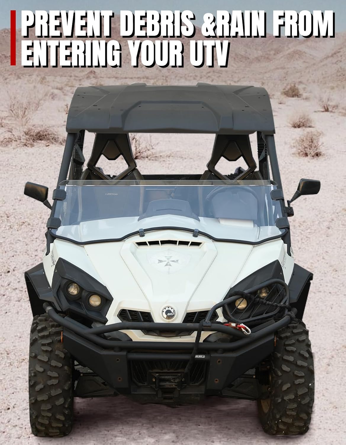 A & UTV PRO Half Front Windshield for 2011-2020 Can Am Commander 800/1000/ 800 Max/ 1000 Max/MAX XT 1000 Window Accessories, Clear Tough Hard Coated Vented Windscreen | 250x Stronger Than Glass