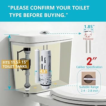 2 Dual Flush Toilet Repair Kit Includes Metal Tool & Bolt