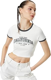 تي شيرت فارسيتي قصير عصري للنساء من كوتون (عبوة من قطعة واحدة)