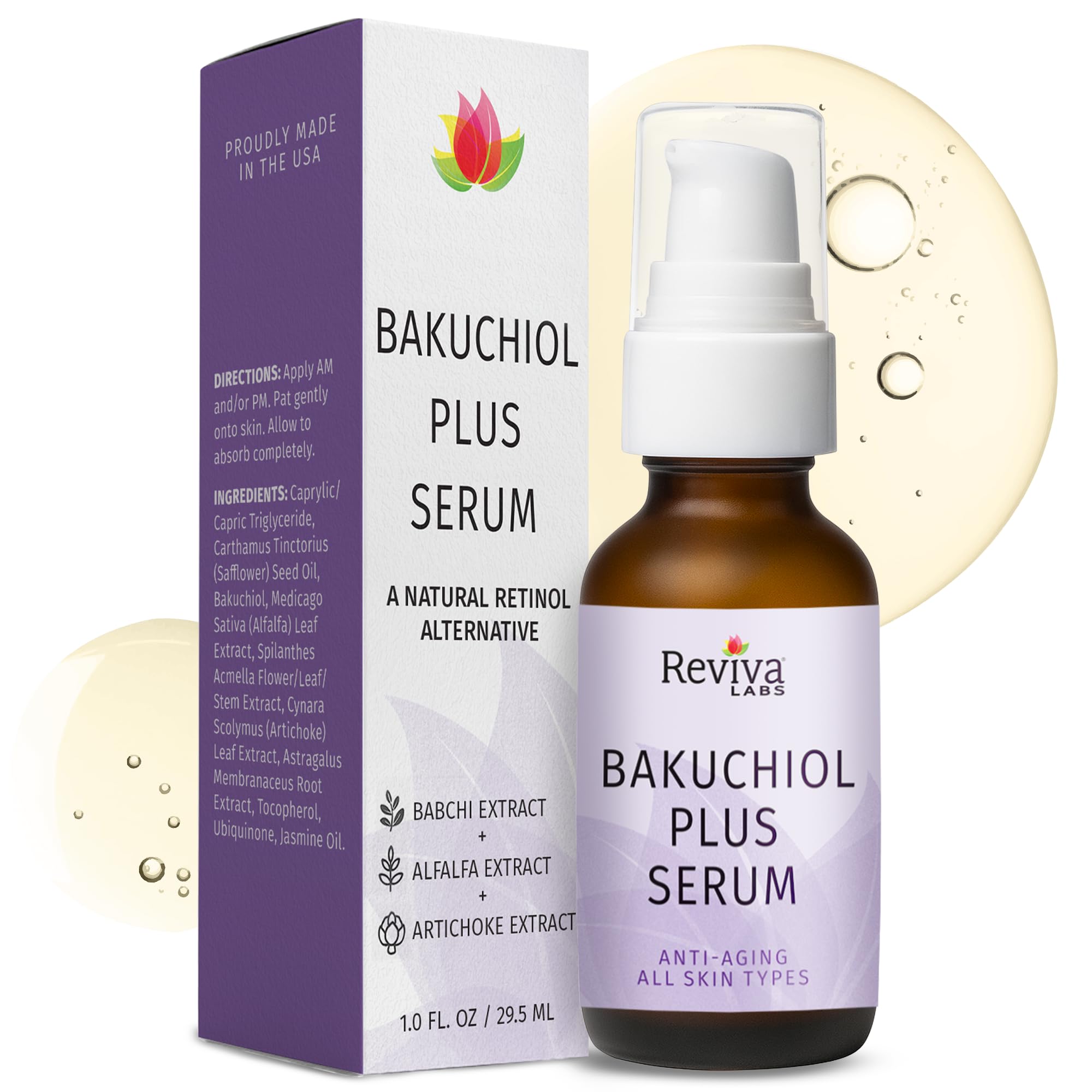 Bakuchiol Plus Serum | natural retinol alternative | Anti-Aging facial serum reduces fine lines and wrinkles, boosts collagen, and improves skin radiance