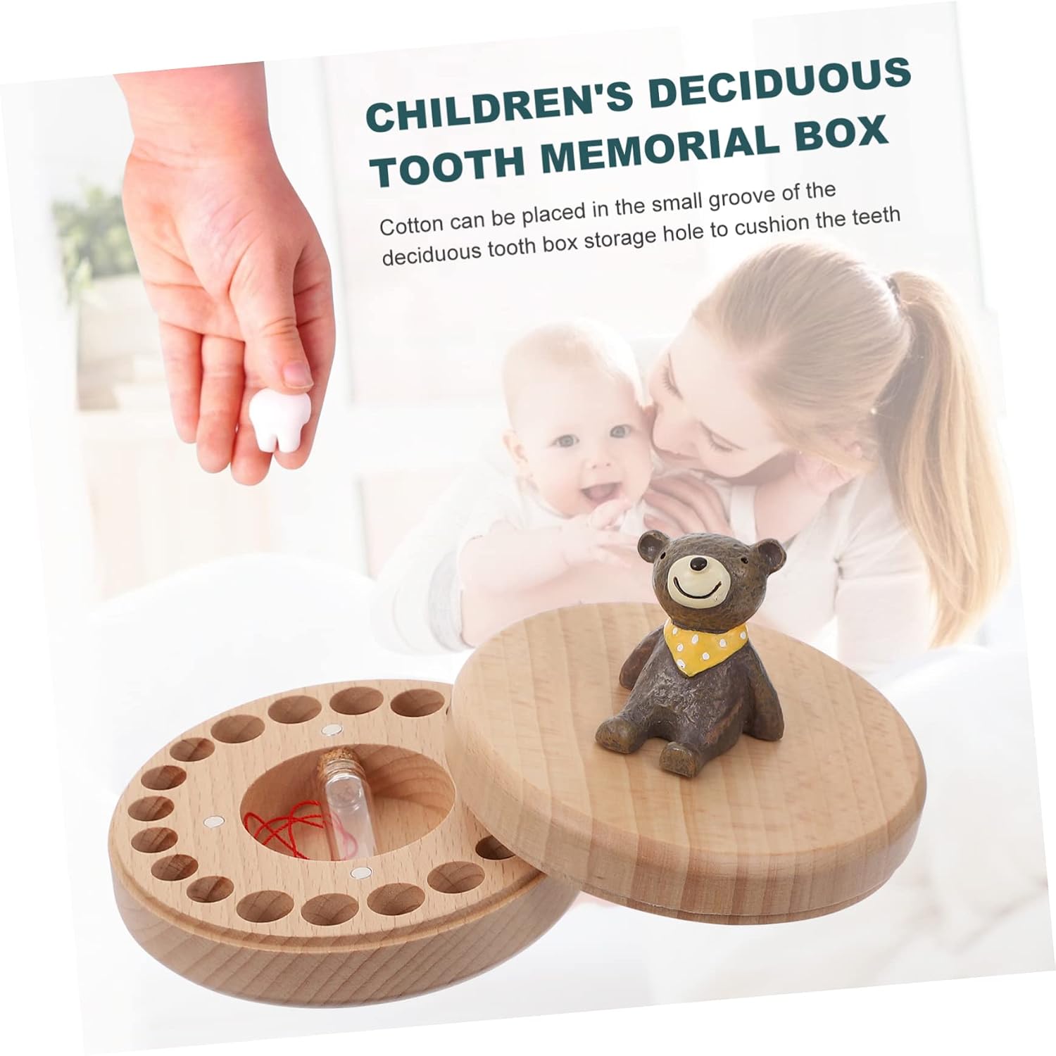 UPKOCH Teeth and Lanugo Memorial Box Wooden Keepsake Container for Newborns for Storing Teeth and Hair Unique for Cherishing Childhood Memories