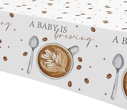 APOWBLS Coffee Baby Shower Decorations Tablecloth, 3 Pack, 55in x 86in