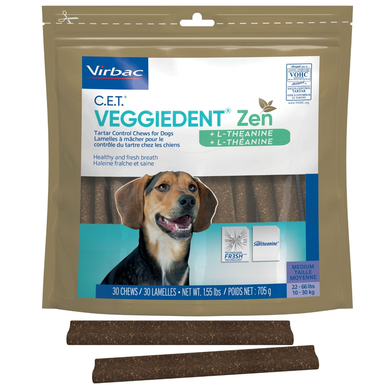 C.E.T. VEGGIEDENT Zen Tartar Control Chews for Dogs