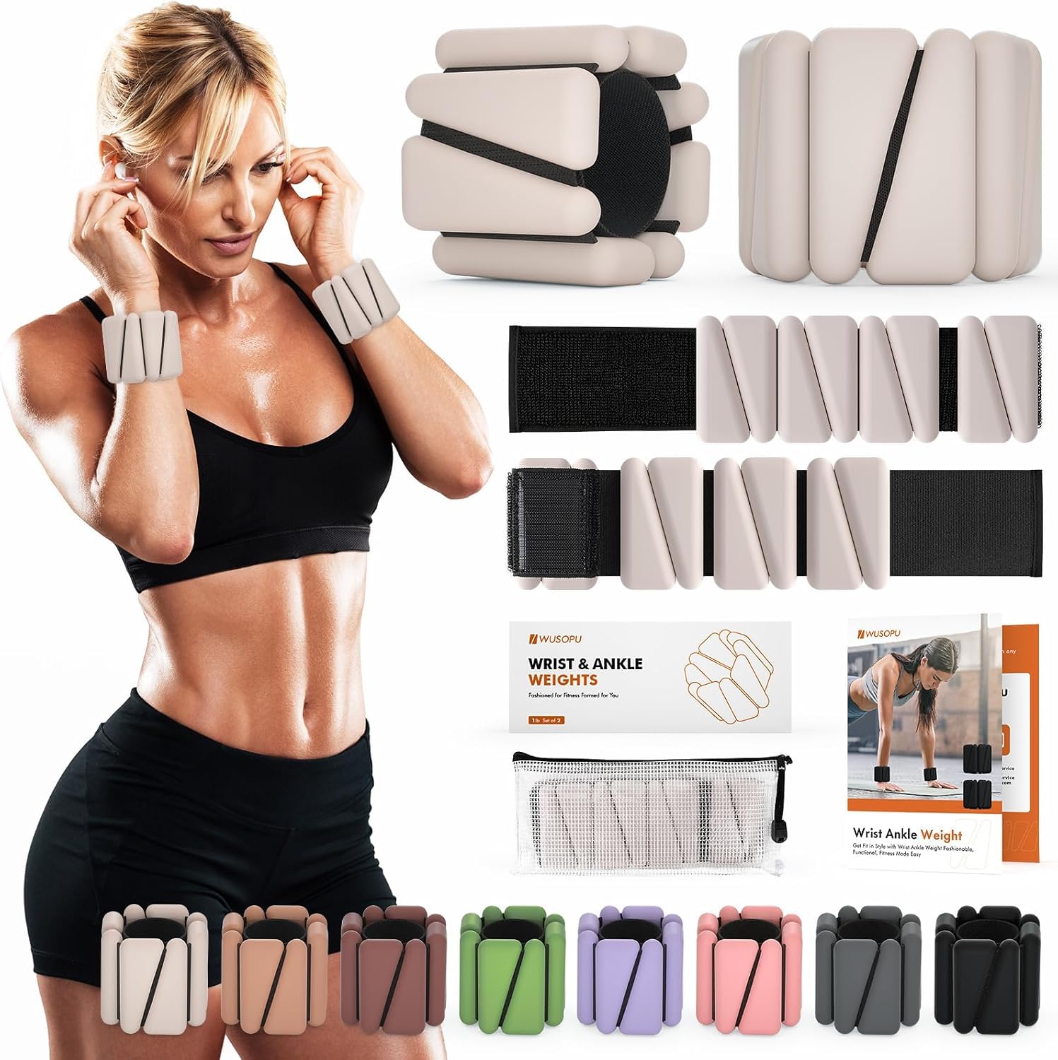 Wrist Weights, Ankle Weights for Women Men, Adjustable Wrist Weighted Bracelet for Home Gym Workout, Running, Yoga, Exercise, Strength Training