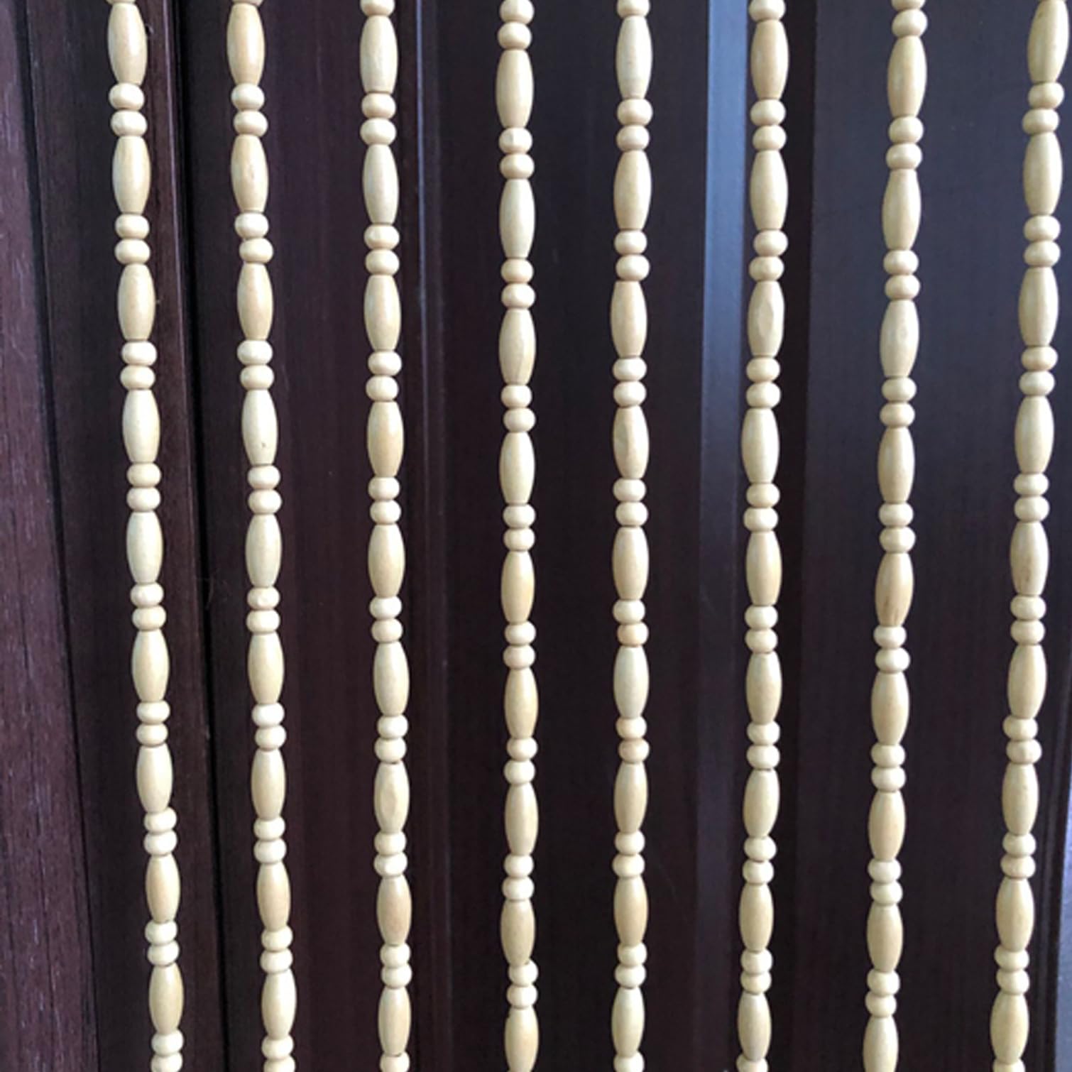 Rideaux élégants faits à la main en perles de bois naturel – Séparateurs de pièce élégants et moustiquaires pour portes intérieur/extérieur 140 cm x 150 cm (71 brins) – Décoration d'intérieur unique