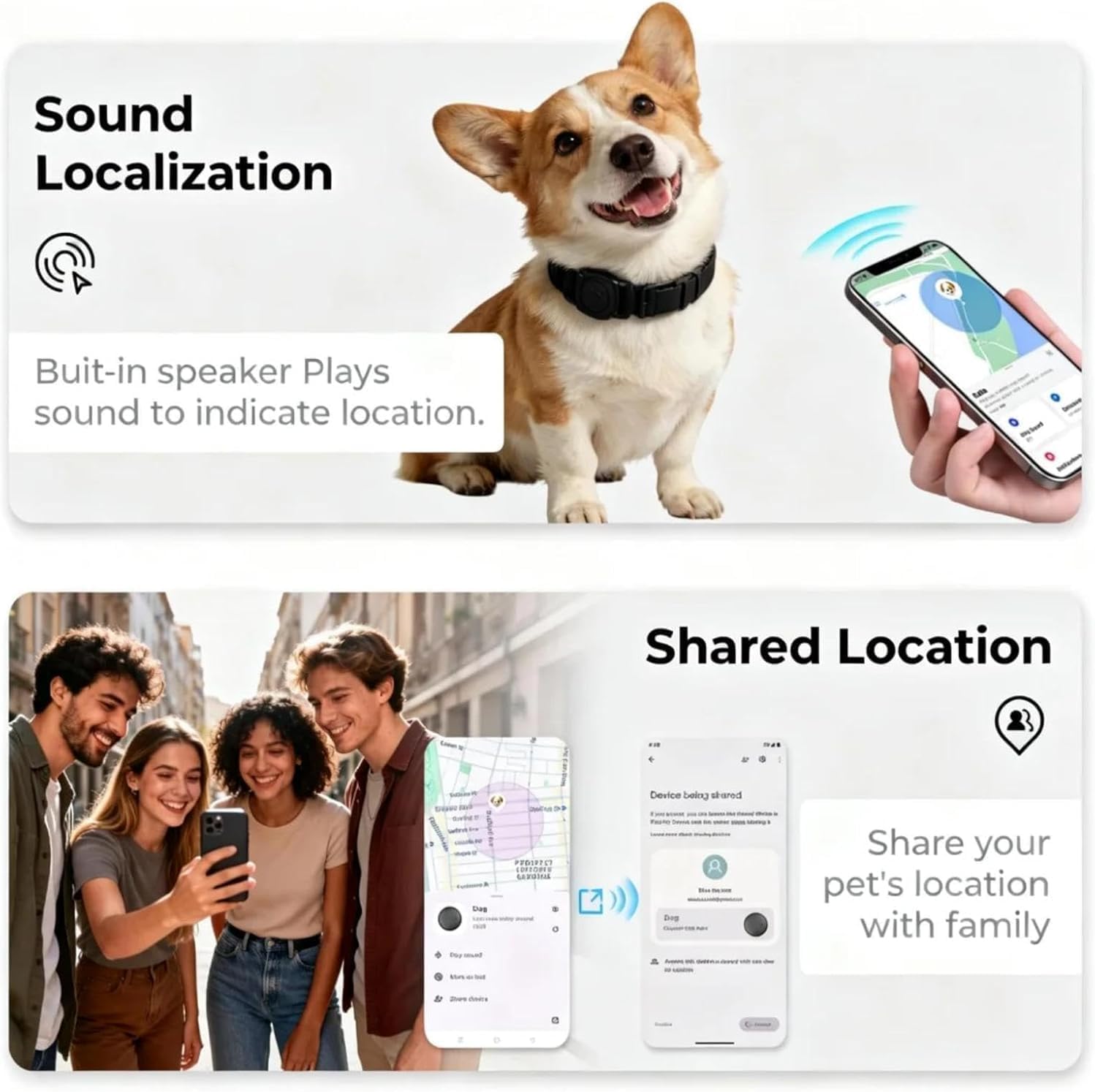 GPS Dog Tracker Collar (iOS & Android), Bluetooth Dog Tracker GPS, Smart Pet Activity Tracker, No Monthly Fee, Work with Apple Find My & Google Find Hub, Finder Tag for Pets,Items Black (1 Pack)