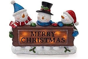 VP Home Christmas Snowman Decor Christmas Figurines Resin Snowman Lighted Decorations Indoor...