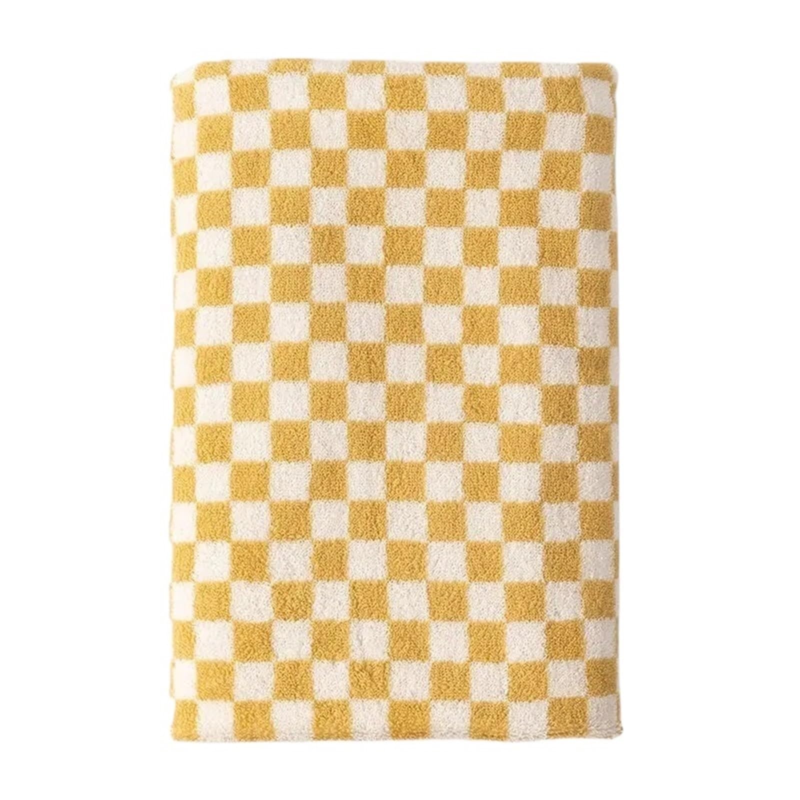 FGUJSUR Hand Towels Vintage Plaid Bath Towel Checkerboard Hand Absorbent Face Bathroom Home Hotel Outdoor Comfortable Towels(Yellow)