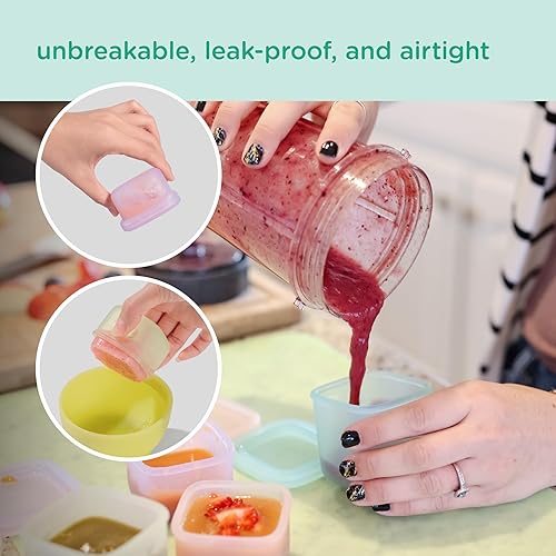 Miniatura 3 de Olababy Clear Sense - Contenedores de almacenamiento de silicona para alimentos de bebé, aperitivos, fórmula, puré, salsa y más, microplástico y sin